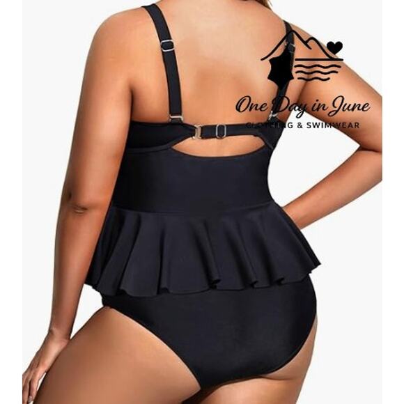 Daci High Waist Cross Front Ruffle Bikini Swimsuit Size 12W - Picture 2 of 6